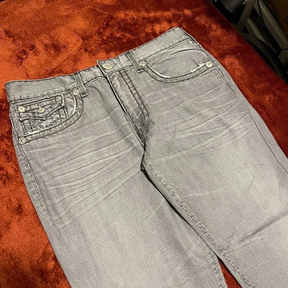True Religion Brand Jeans Mens Size 38 Grey Relaxed Fit‎ Denim Pants rocky cove